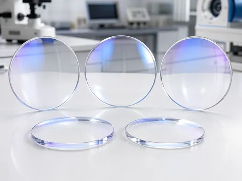 Clear uncut 1.56 blue-cut HMC optical lens blanks with blue-purple coating reflections
