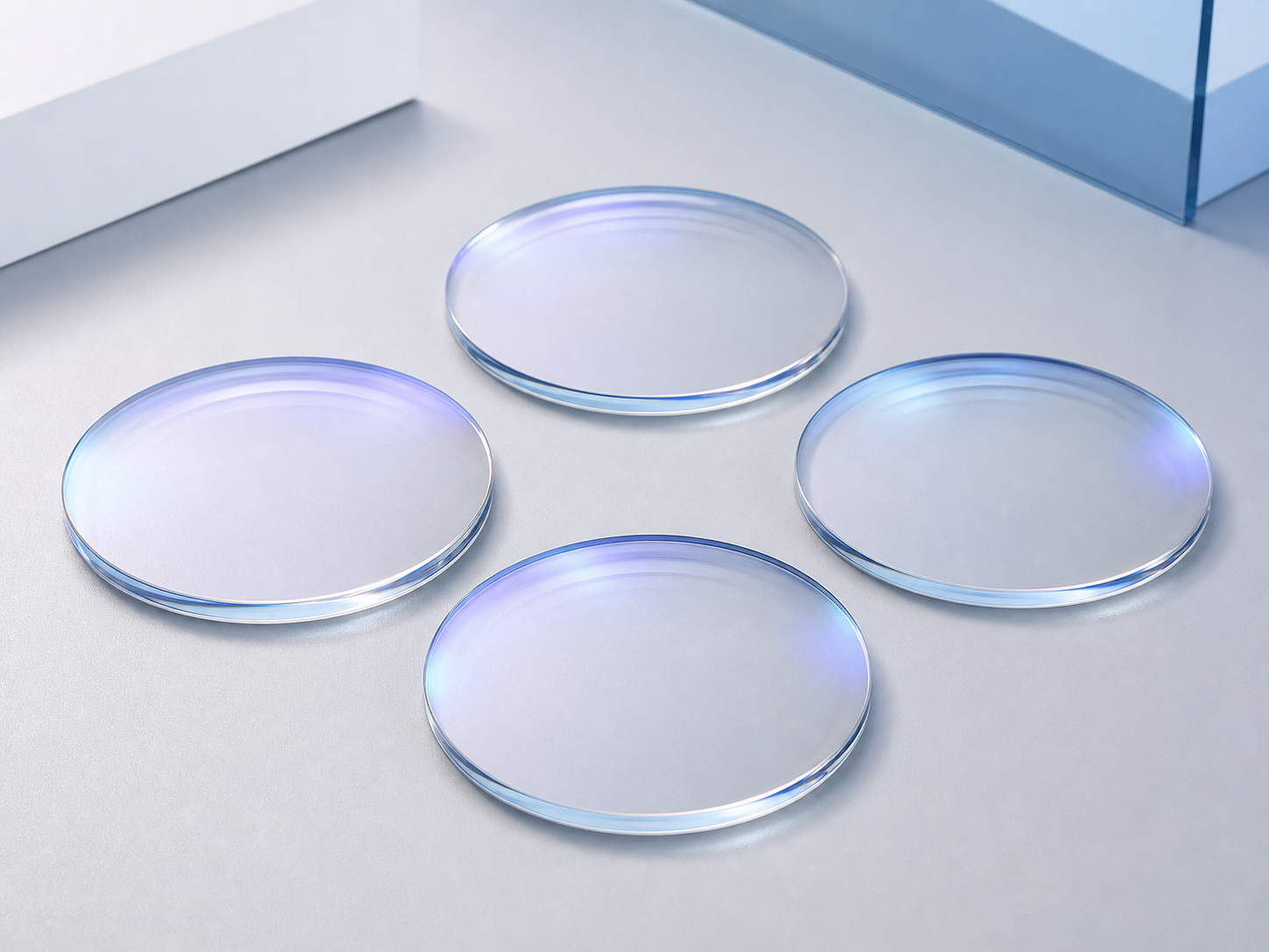 1.56 UV420 Blue Cut Lenses for Children's Eyewear - Clear 1.56 UV420 blue-cut optical lens blanks with restrained blue coating reflections