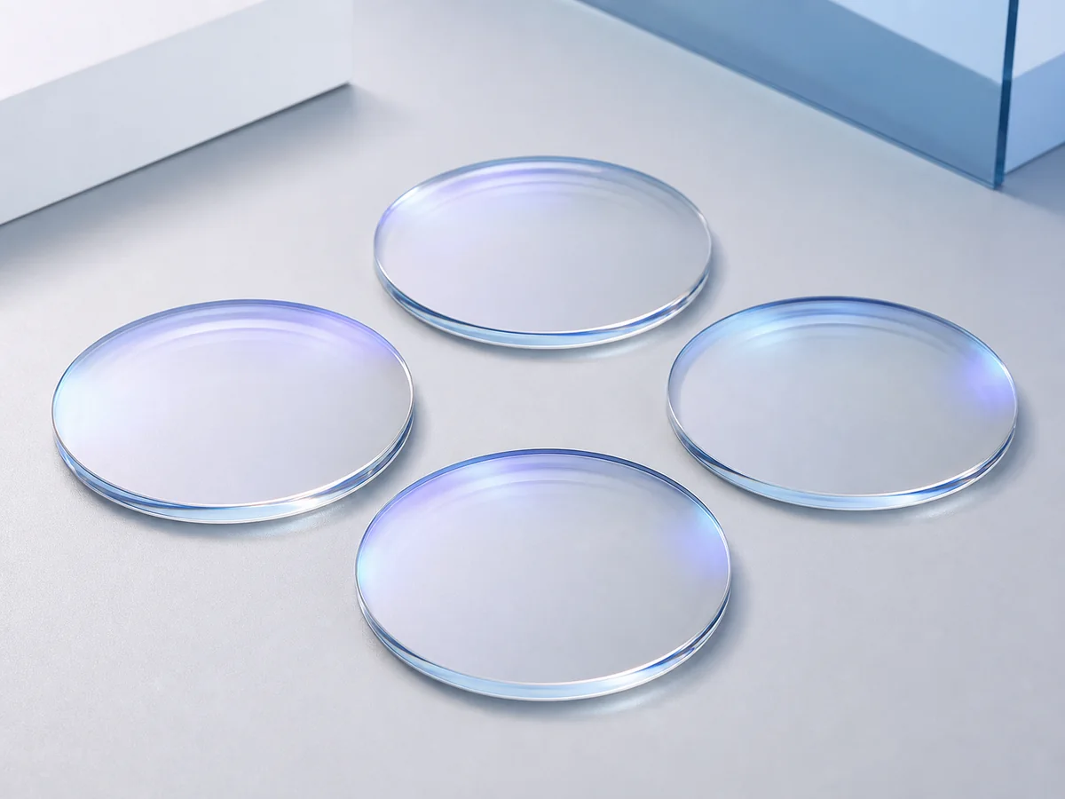1.56 UV420 Blue Cut Lenses for Children's Eyewear - Clear 1.56 UV420 blue-cut optical lens blanks with restrained blue coating reflections