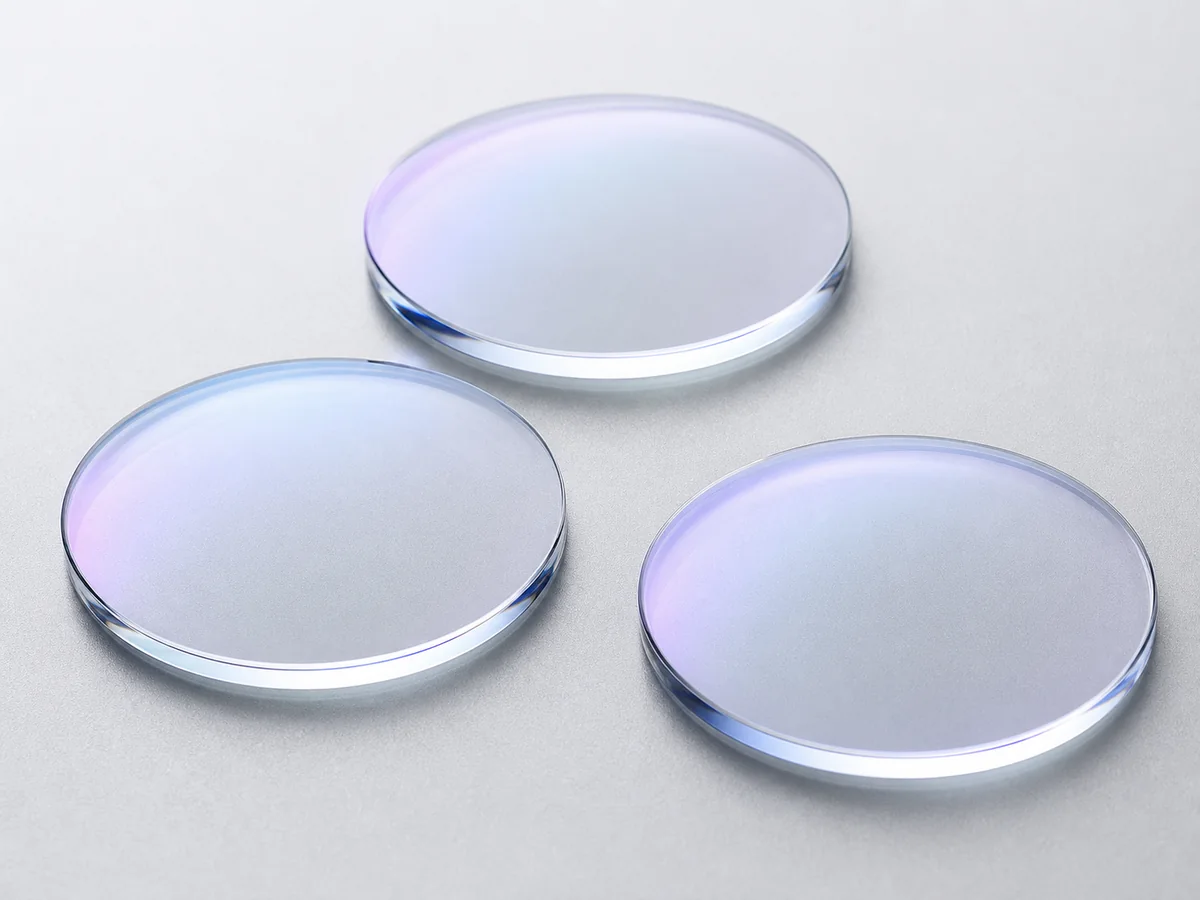 1.60 ASP UV420 Blue Cut SHMC Optical Lenses - Clear 1.60 aspheric UV420 blue-cut optical lens blanks with blue-violet coating reflections