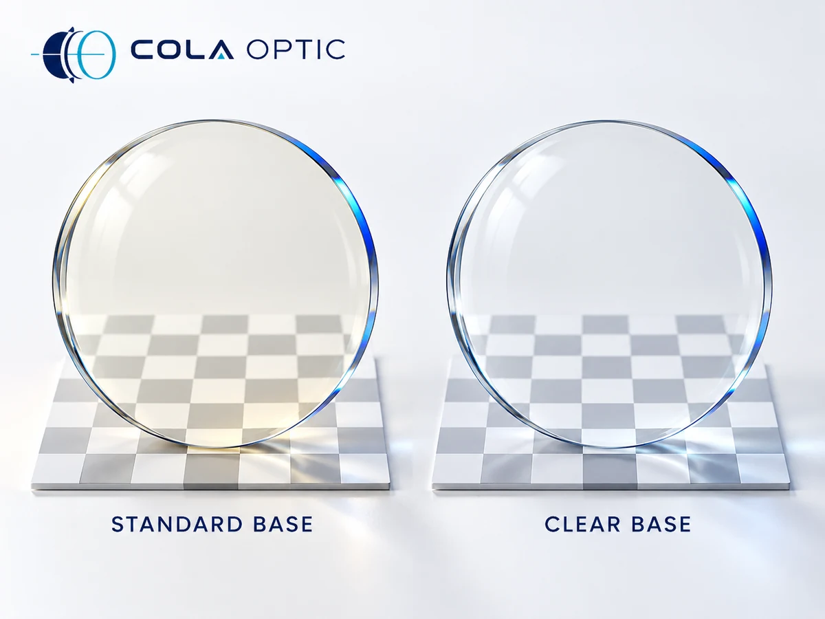 Clear Base Blue Cut Lenses: Compare the transmitted base color