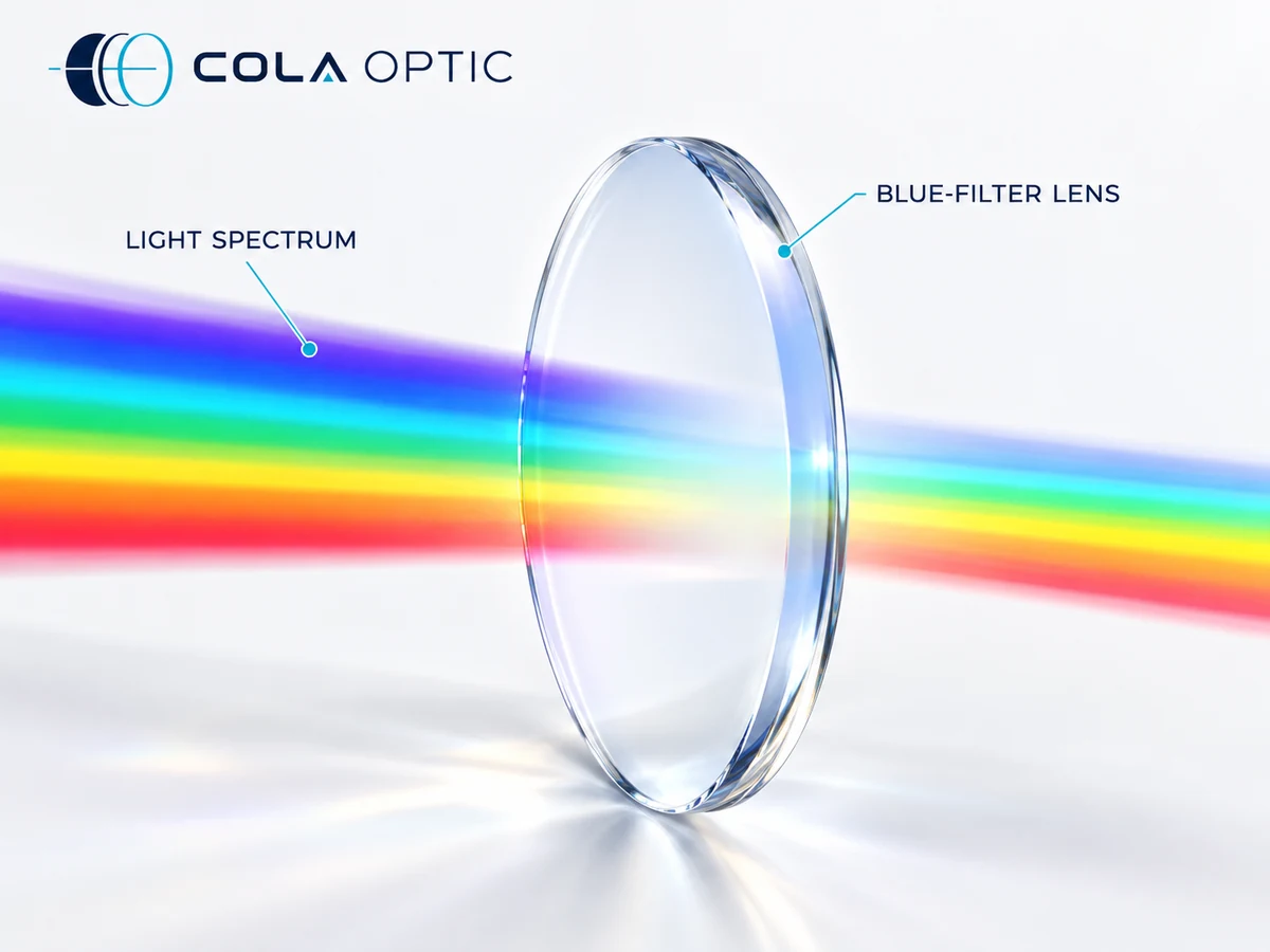 Normal Blue Cut Lenses: Describe filtering with a spectrum