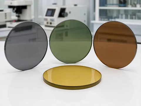 Uncut CR-39 plano polarized lens blanks in grey, G15 green, brown, and amber colors