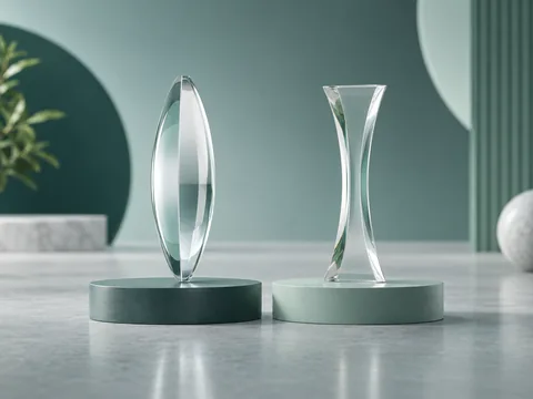 Conceptual side profiles of a plus lens with a thicker center and a minus lens with thicker edges