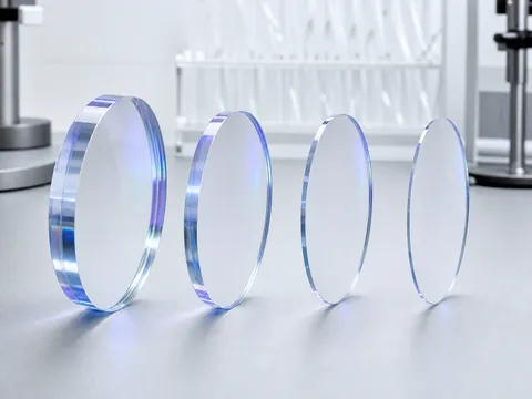 Side profiles of clear optical lenses illustrating different lens thicknesses