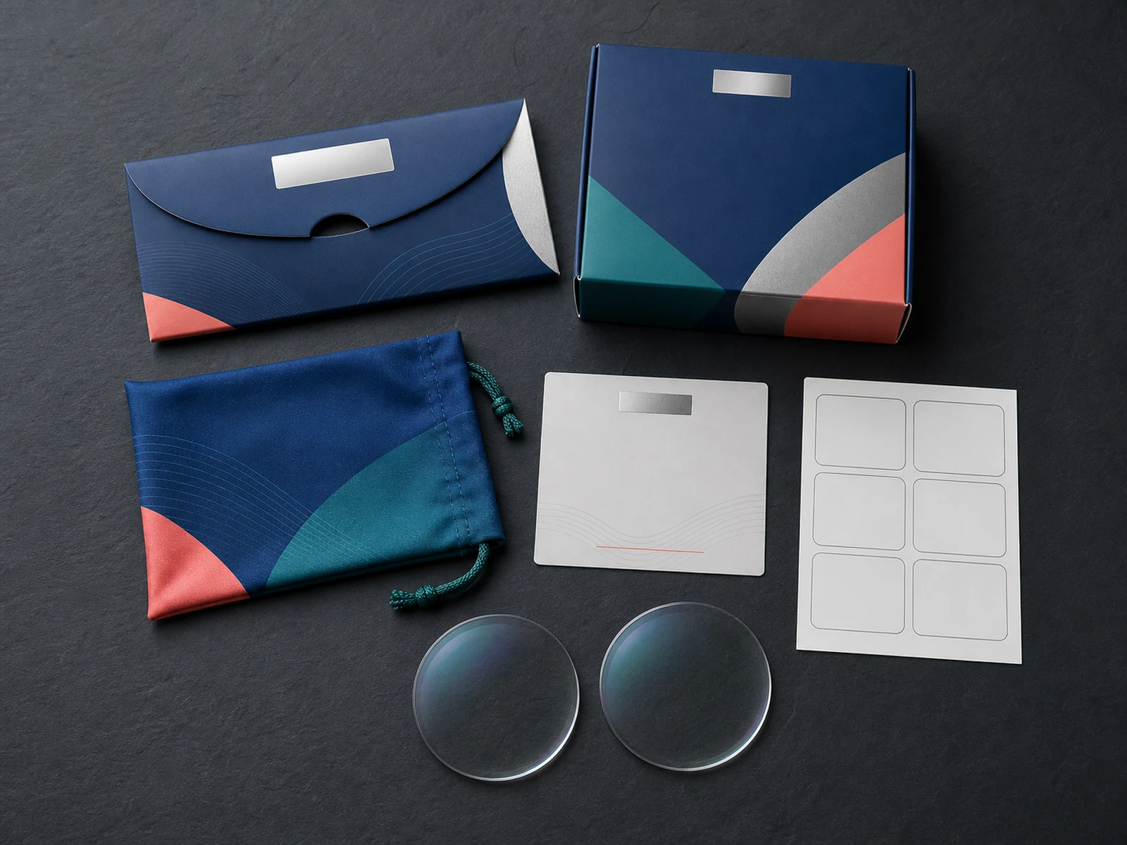 Concept presentation of a complete private-label optical lens packaging set